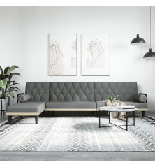 L formos sofa-lova, tamsiai pilka, 260x140x70cm, audinys