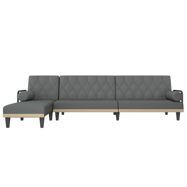 L formos sofa-lova, tamsiai pilka, 260x140x70cm, audinys