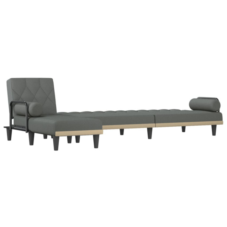 L formos sofa-lova, tamsiai pilka, 260x140x70cm, audinys