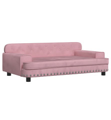 Vaikiška sofa, rožinės spalvos, 90x53x30cm, aksomas