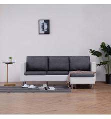 Trivietė sofa su pagalvėlėmis, baltos spalvos, dirbtinė oda