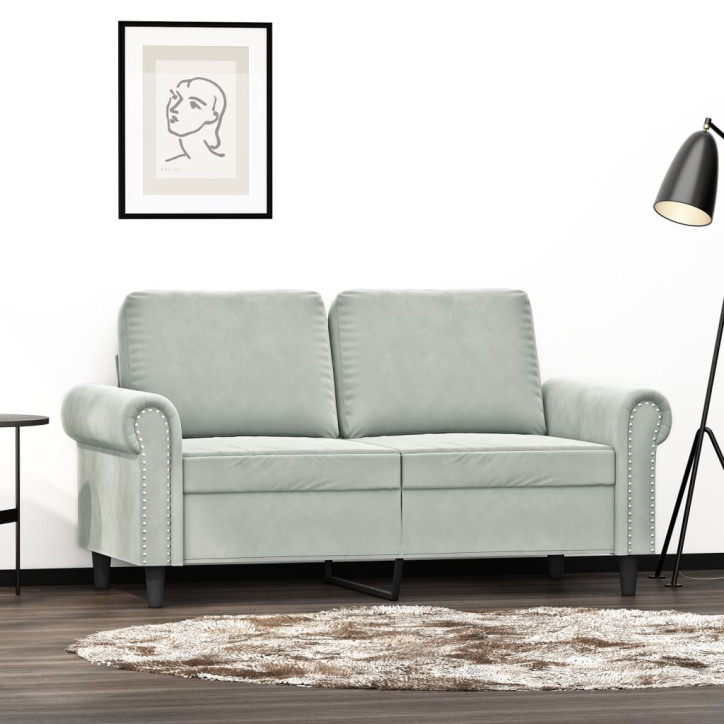 Dvivietė sofa, šviesiai pilkos spalvos, 120cm, aksomas