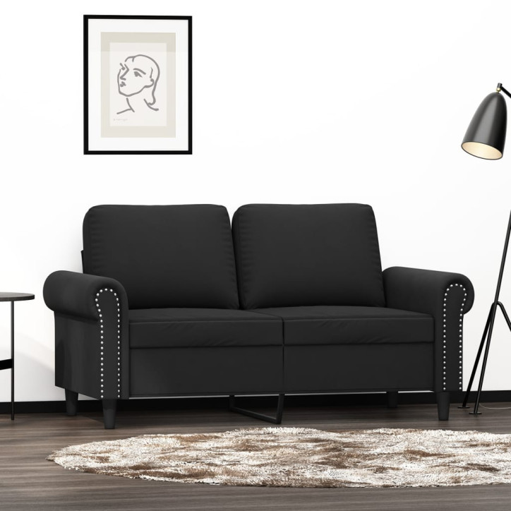 Dvivietė sofa, juodos spalvos, 120cm, aksomas