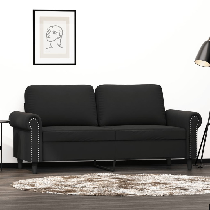 Dvivietė sofa, juodos spalvos, 140cm, aksomas