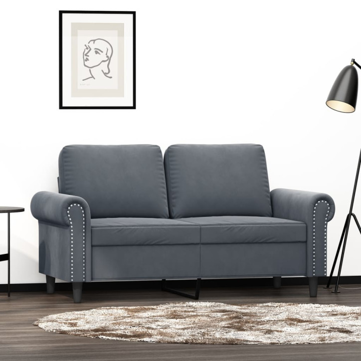 Dvivietė sofa, tamsiai pilkos spalvos, 120cm, aksomas