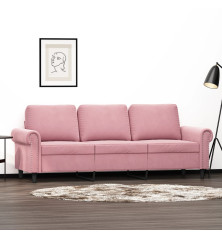 Trivietė sofa, rožinės spalvos, 180cm, aksomas