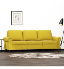 Trivietė sofa, geltonos spalvos, 180cm, aksomas