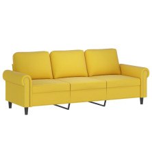 Trivietė sofa, geltonos spalvos, 180cm, aksomas