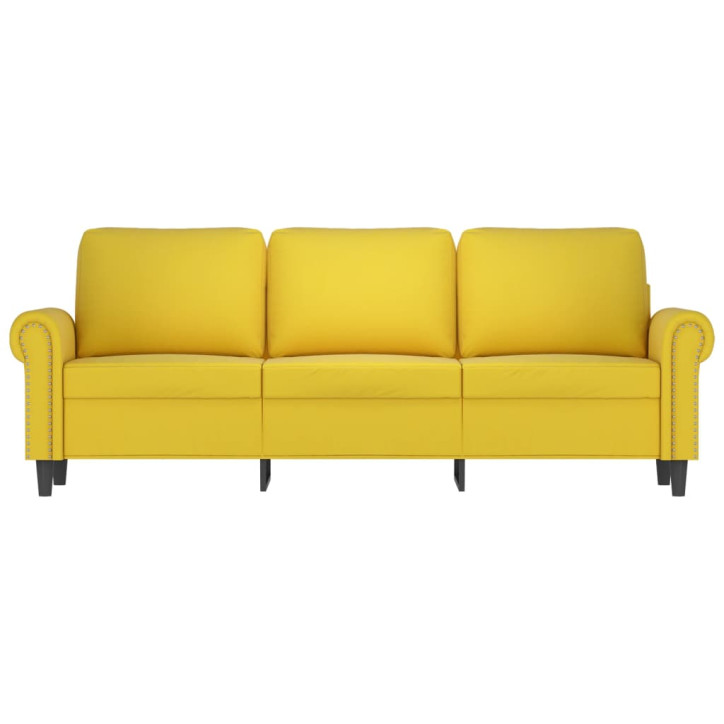 Trivietė sofa, geltonos spalvos, 180cm, aksomas