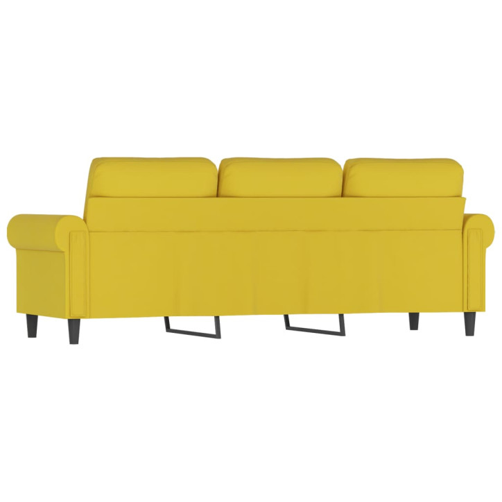 Trivietė sofa, geltonos spalvos, 180cm, aksomas