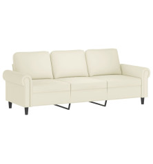 Trivietė sofa, kreminės spalvos, 180cm, aksomas