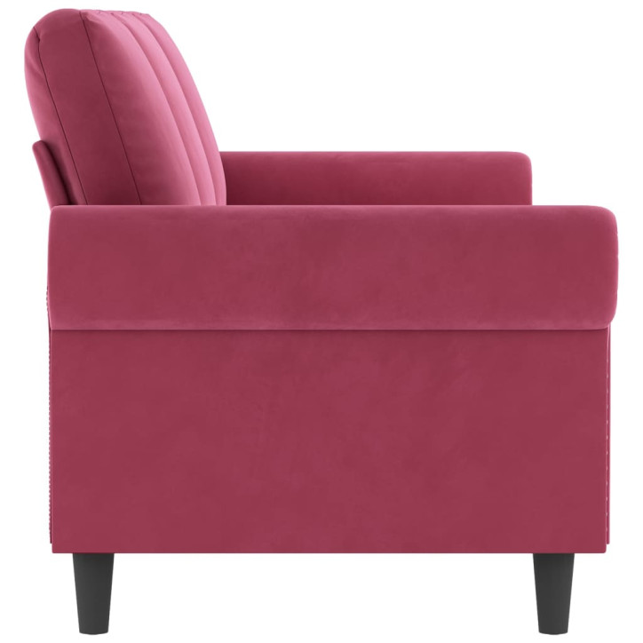 Trivietė sofa, raudonojo vyno spalvos, 180cm, aksomas