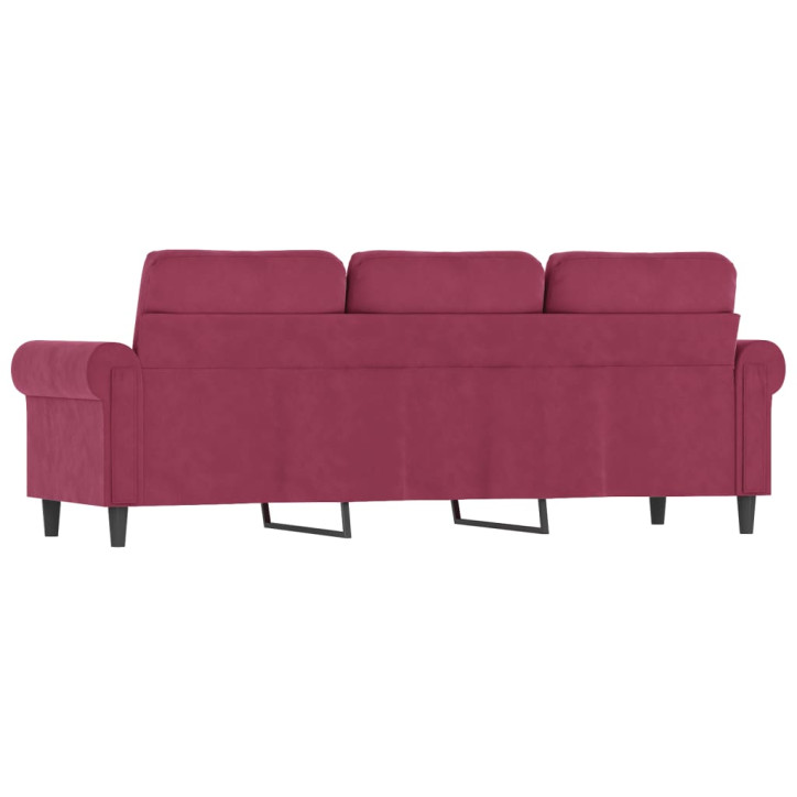 Trivietė sofa, raudonojo vyno spalvos, 180cm, aksomas