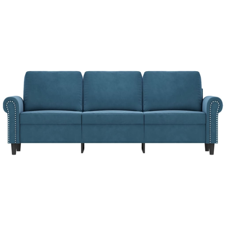 Trivietė sofa, mėlynos spalvos, 180cm, aksomas