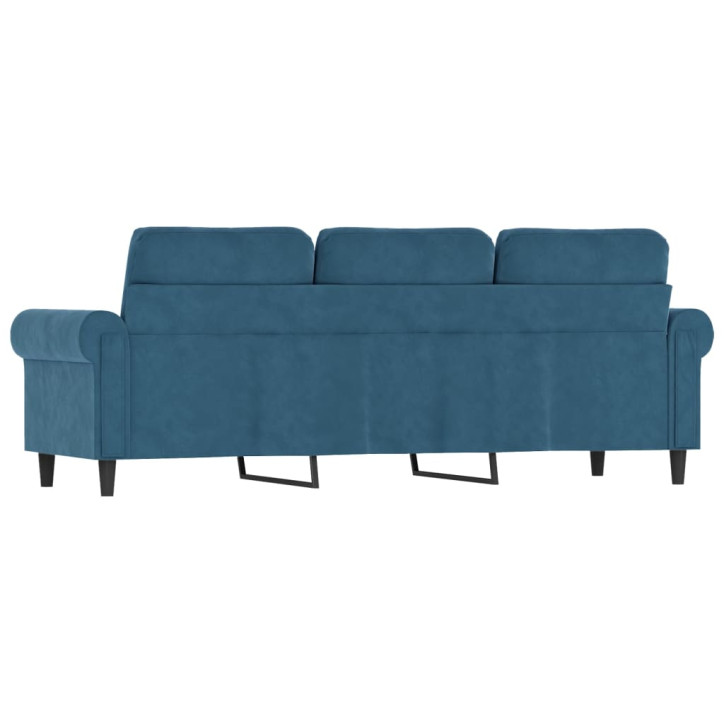 Trivietė sofa, mėlynos spalvos, 180cm, aksomas