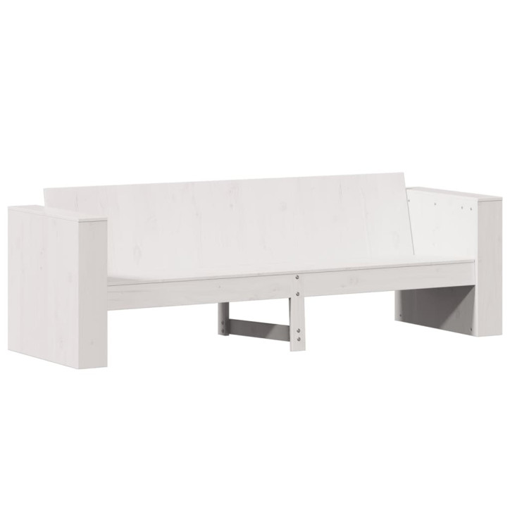 Trivietė sodo sofa, balta, 189x60x62cm, pušies medienos masyvas