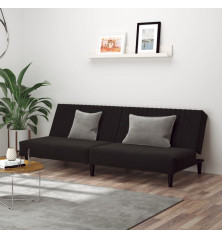 Dvivietė sofa-lova, juodos spalvos, aksomas