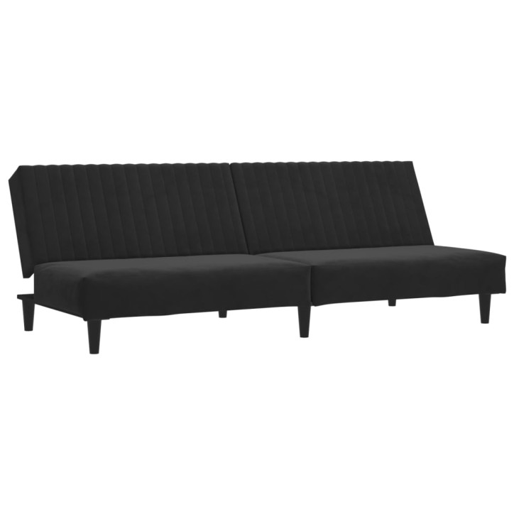 Dvivietė sofa-lova, juodos spalvos, aksomas