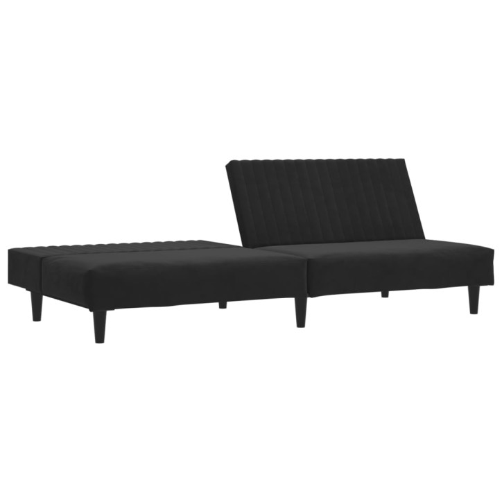 Dvivietė sofa-lova, juodos spalvos, aksomas