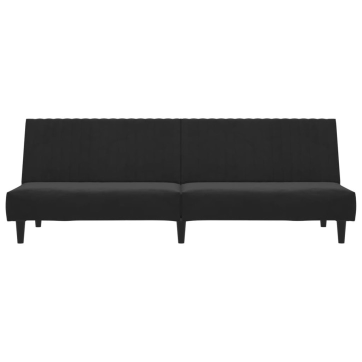 Dvivietė sofa-lova, juodos spalvos, aksomas