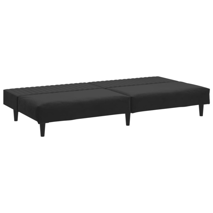 Dvivietė sofa-lova, juodos spalvos, aksomas