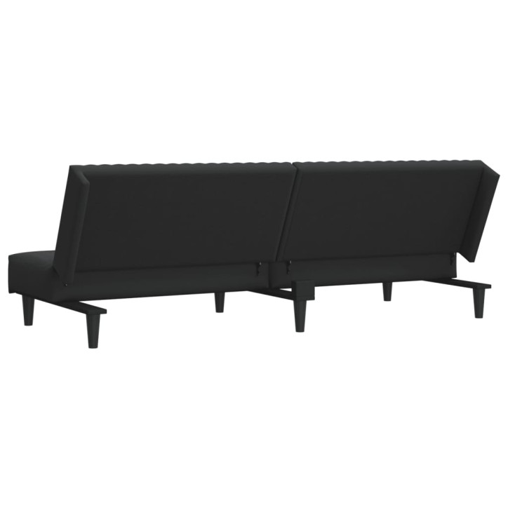 Dvivietė sofa-lova, juodos spalvos, aksomas