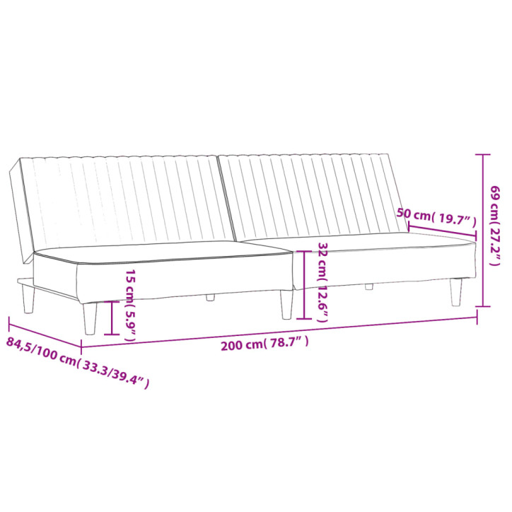 Dvivietė sofa-lova, juodos spalvos, aksomas