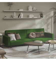 Dvivietė sofa-lova, tamsiai žalios spalvos, aksomas