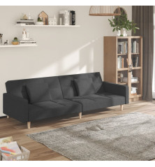 Dvivietė sofa-lova su dvejomis pagalvėmis, pilka, audinys