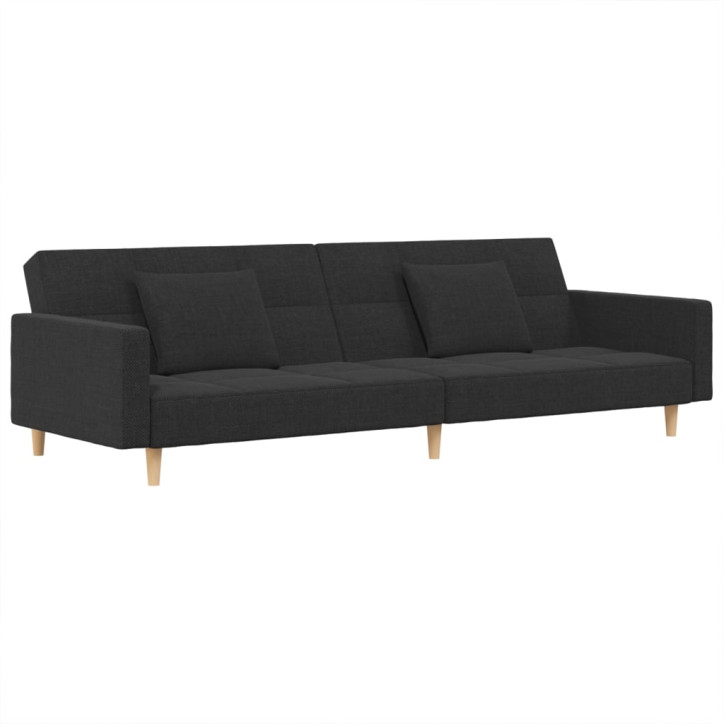 Dvivietė sofa-lova su dvejomis pagalvėmis, pilka, audinys