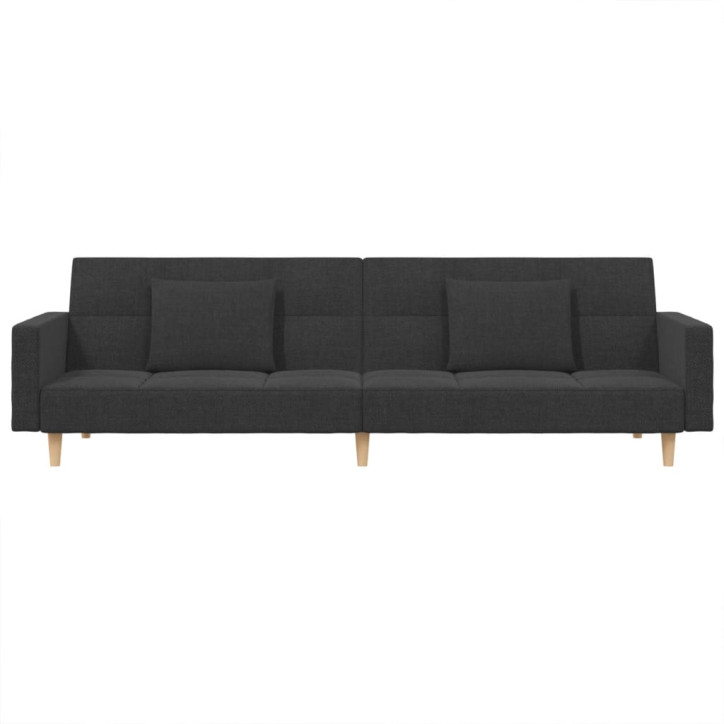 Dvivietė sofa-lova su dvejomis pagalvėmis, pilka, audinys