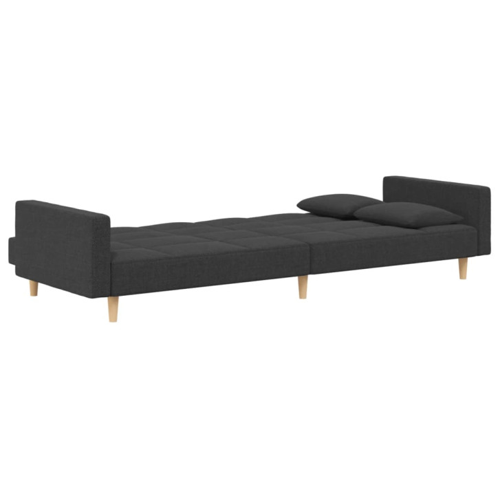 Dvivietė sofa-lova su dvejomis pagalvėmis, pilka, audinys