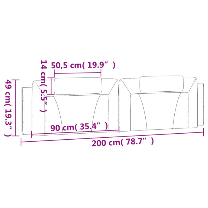 Galvūgalio pagalvėlė, juodas ir baltas, 200cm, dirbtinė oda