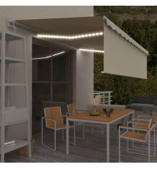 Automatinė markizė su uždanga/LED/vėjo jutikliu, kreminė, 5x3m