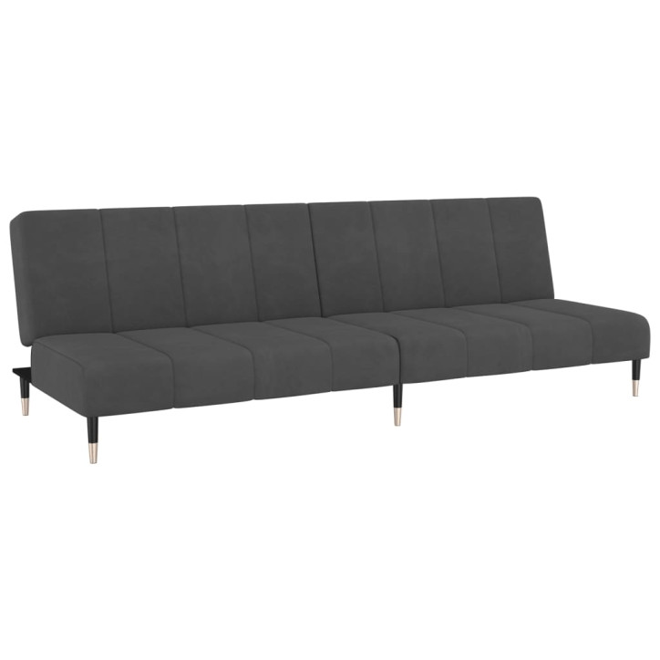 Dvivietė sofa-lova, tamsiai pilkos spalvos, aksomas