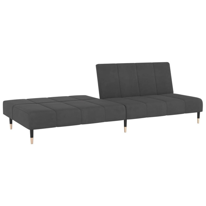 Dvivietė sofa-lova, tamsiai pilkos spalvos, aksomas