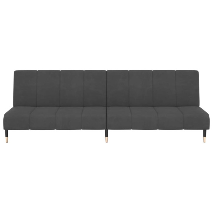 Dvivietė sofa-lova, tamsiai pilkos spalvos, aksomas