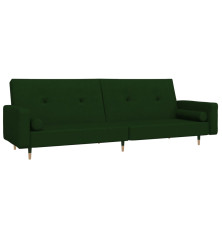 Dvivietė sofa-lova su dvejomis pagalvėmis, žalia, aksomas