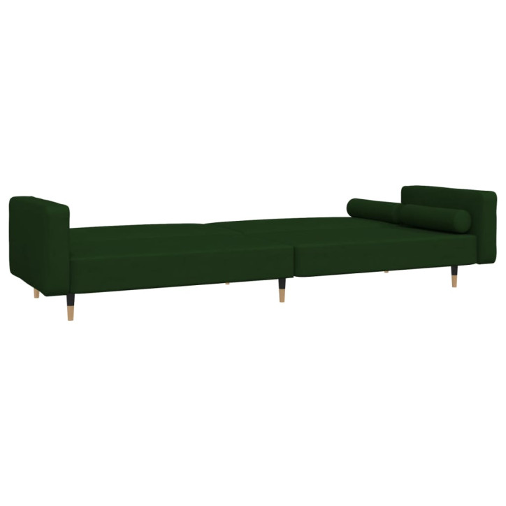 Dvivietė sofa-lova su dvejomis pagalvėmis, žalia, aksomas