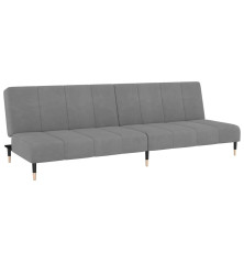 Dvivietė sofa-lova, šviesiai pilkos spalvos, aksomas