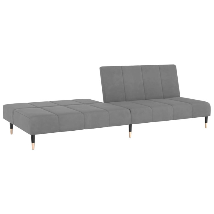 Dvivietė sofa-lova, šviesiai pilkos spalvos, aksomas