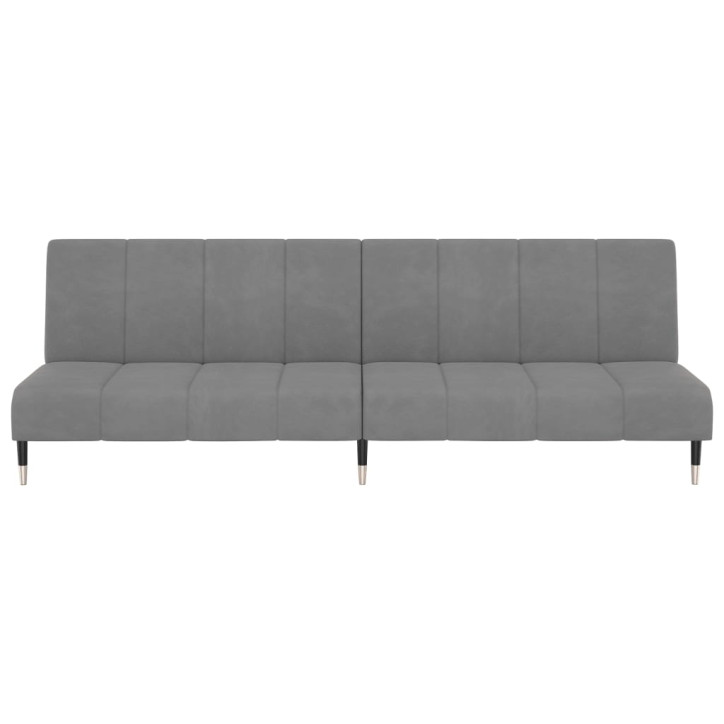 Dvivietė sofa-lova, šviesiai pilkos spalvos, aksomas