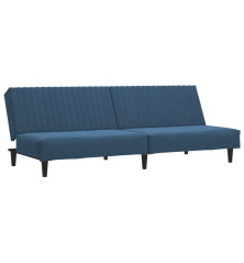 Dvivietė sofa-lova, mėlynos spalvos, aksomas