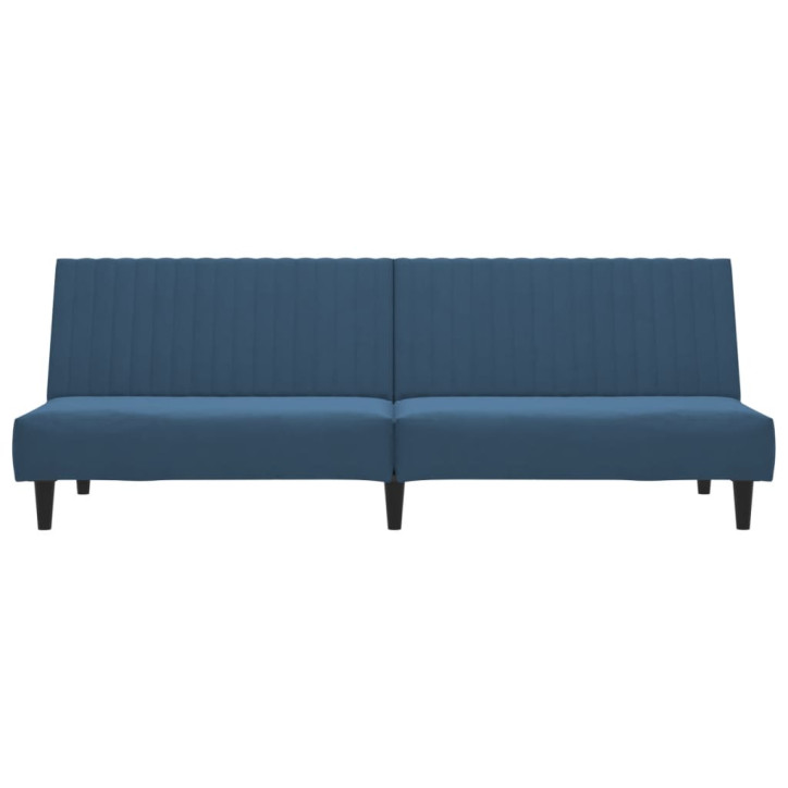 Dvivietė sofa-lova, mėlynos spalvos, aksomas