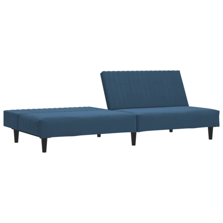 Dvivietė sofa-lova, mėlynos spalvos, aksomas