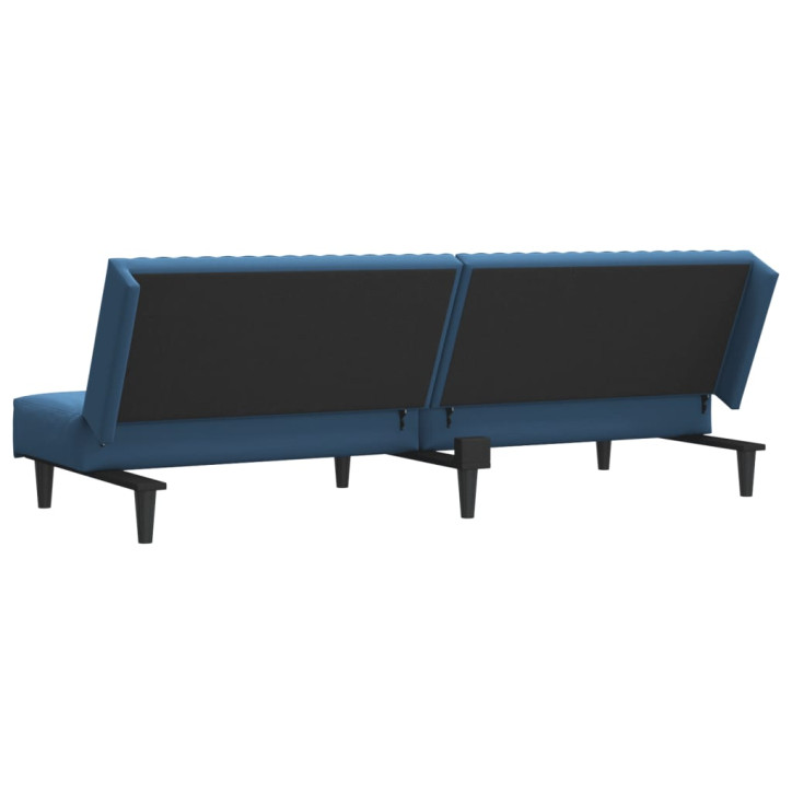 Dvivietė sofa-lova, mėlynos spalvos, aksomas