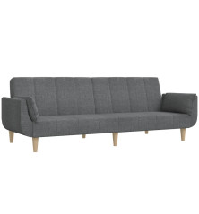 Dvivietė sofa-lova su dvejomis pagalvėmis, pilka, audinys