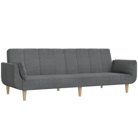 Dvivietė sofa-lova su dvejomis pagalvėmis, pilka, audinys