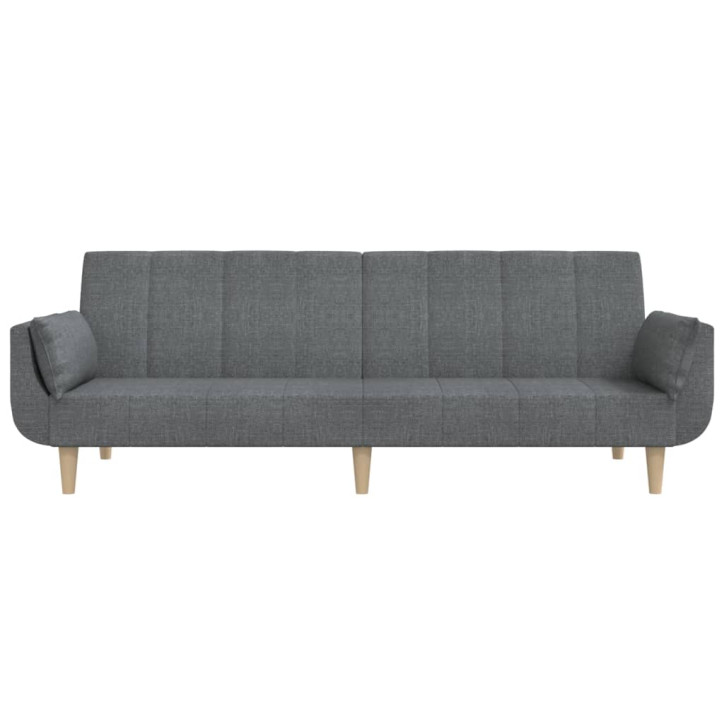 Dvivietė sofa-lova su dvejomis pagalvėmis, pilka, audinys