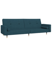 Dvivietė sofa-lova su dvejomis pagalvėmis, mėlyna, aksomas